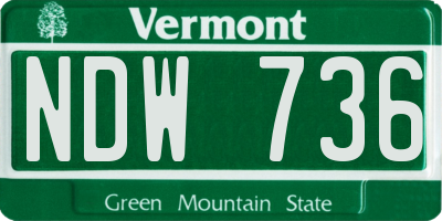 VT license plate NDW736