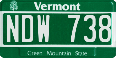 VT license plate NDW738