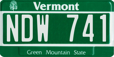 VT license plate NDW741