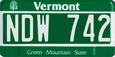 VT license plate NDW742