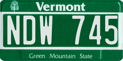 VT license plate NDW745