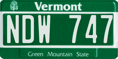 VT license plate NDW747