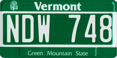 VT license plate NDW748