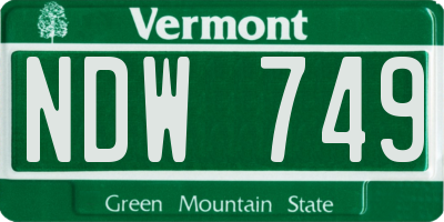 VT license plate NDW749