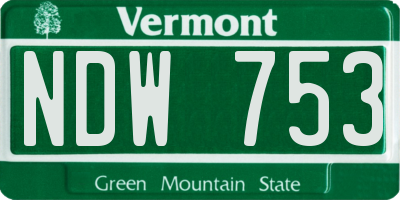 VT license plate NDW753