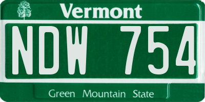 VT license plate NDW754