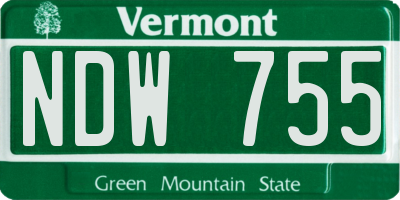 VT license plate NDW755