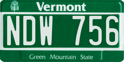 VT license plate NDW756