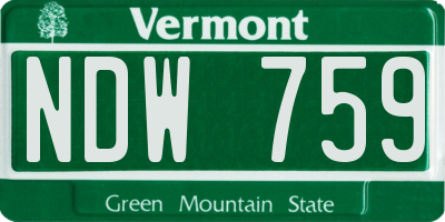 VT license plate NDW759