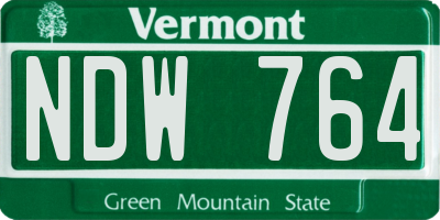 VT license plate NDW764
