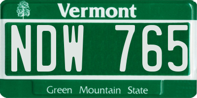 VT license plate NDW765