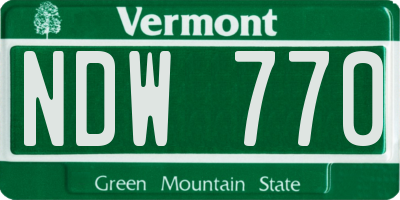 VT license plate NDW770