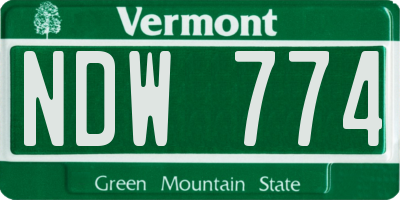 VT license plate NDW774