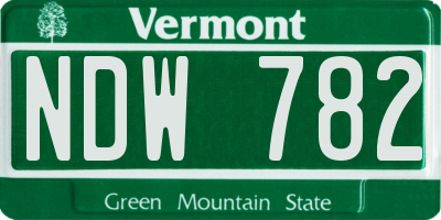 VT license plate NDW782