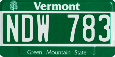 VT license plate NDW783
