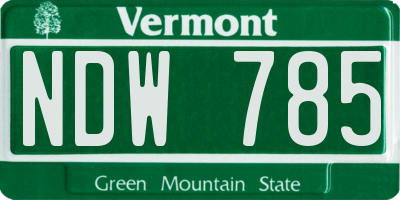 VT license plate NDW785