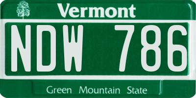 VT license plate NDW786