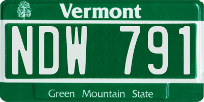VT license plate NDW791