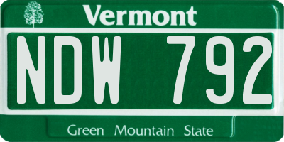 VT license plate NDW792