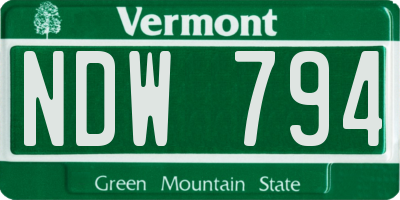 VT license plate NDW794