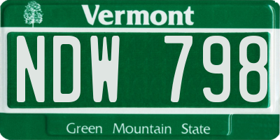 VT license plate NDW798