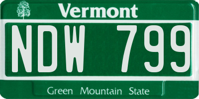 VT license plate NDW799
