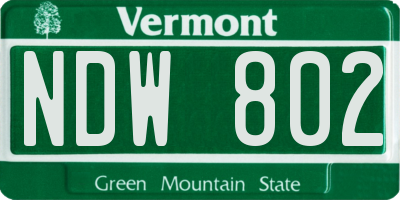 VT license plate NDW802