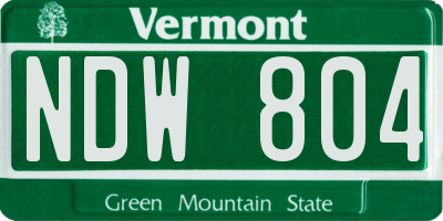 VT license plate NDW804