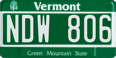 VT license plate NDW806