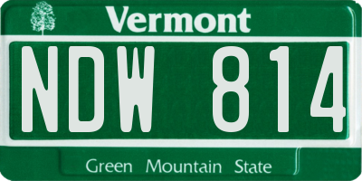 VT license plate NDW814
