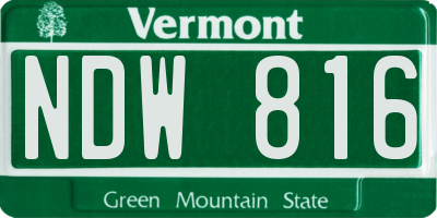 VT license plate NDW816
