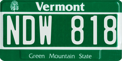 VT license plate NDW818