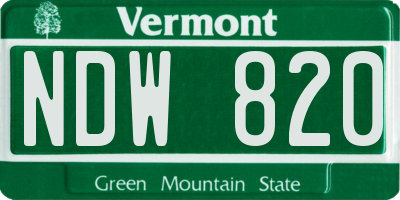 VT license plate NDW820