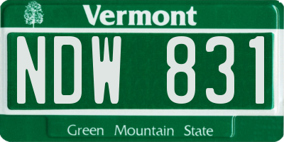 VT license plate NDW831