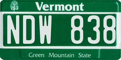 VT license plate NDW838