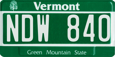VT license plate NDW840