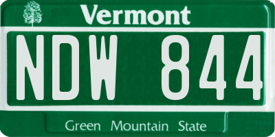 VT license plate NDW844