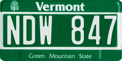 VT license plate NDW847