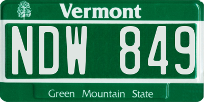 VT license plate NDW849