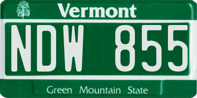 VT license plate NDW855