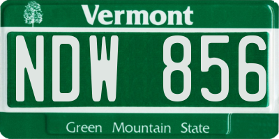 VT license plate NDW856