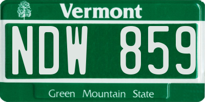 VT license plate NDW859