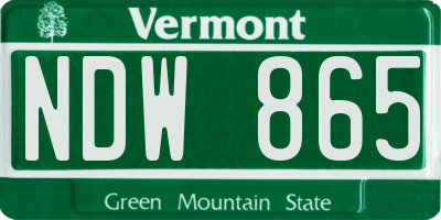 VT license plate NDW865