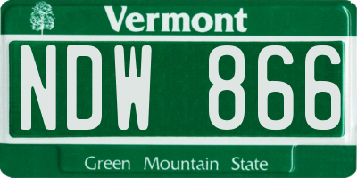 VT license plate NDW866