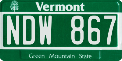VT license plate NDW867