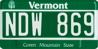 VT license plate NDW869