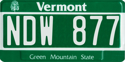 VT license plate NDW877