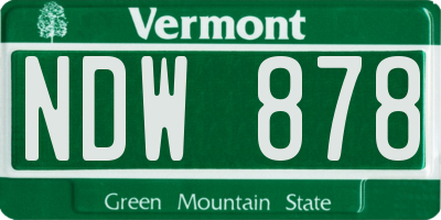 VT license plate NDW878