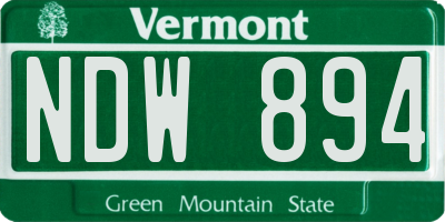 VT license plate NDW894