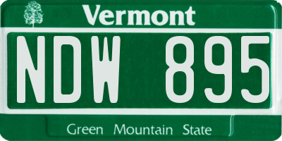 VT license plate NDW895
